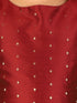 Girl's Maroon Woven Design Booti Crop Top And Long Skirt Set